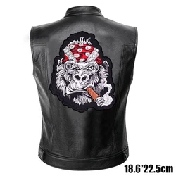Parche bordado de cuero calavera punk termoadhesivo para chaqueta