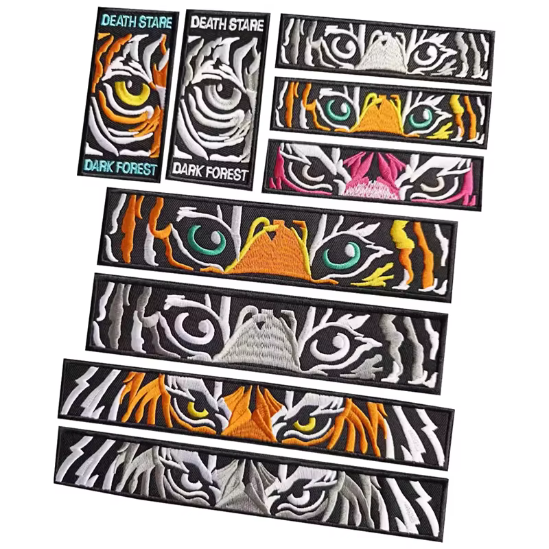 Parche táctico bordado tigre bosque oscuro con mirada mortuoria