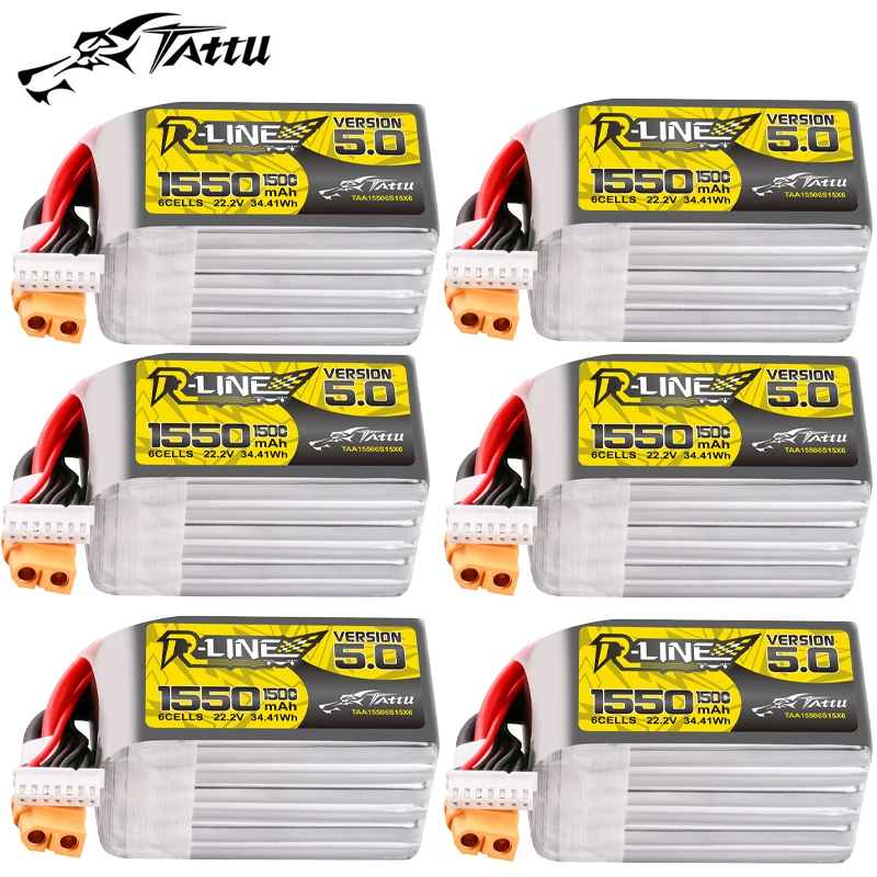 TATTU R-LINE 1550mAh 6S – Batería LiPo 150C para drone FPV XT60