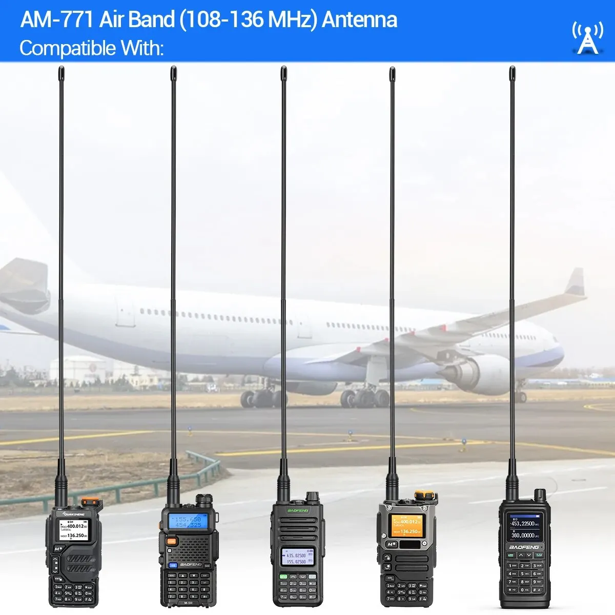 Vista lateral de la antena AM-771 mostrando su construcción