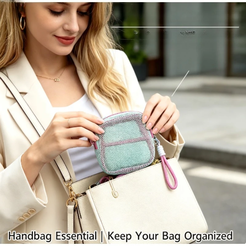Bolsa de malla Dopamine tofu arcoíris para cosméticos y monedero - imagen 3