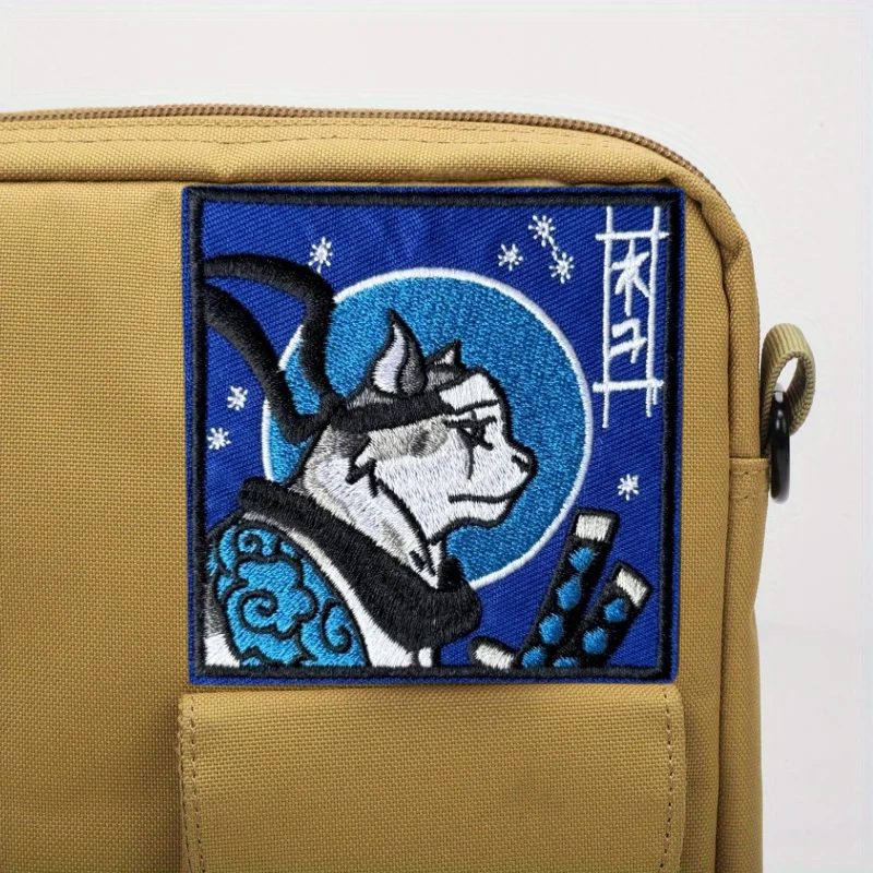 Parche táctico bordado gato samurái con gancho y bucle para mochila - imagen 3