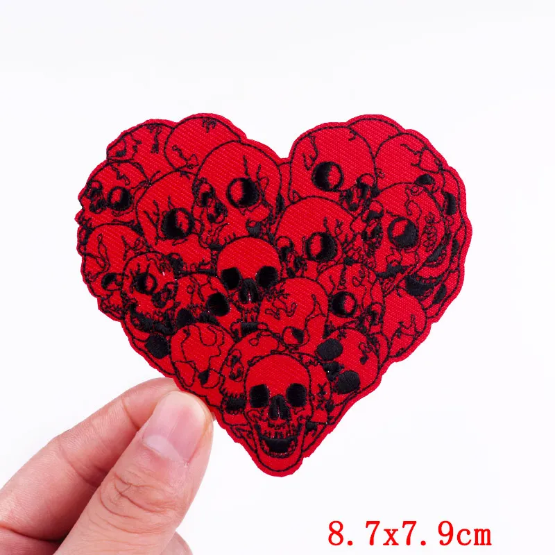 Parche táctico calavera corazón rosa estilo punk para coser - imagen 3