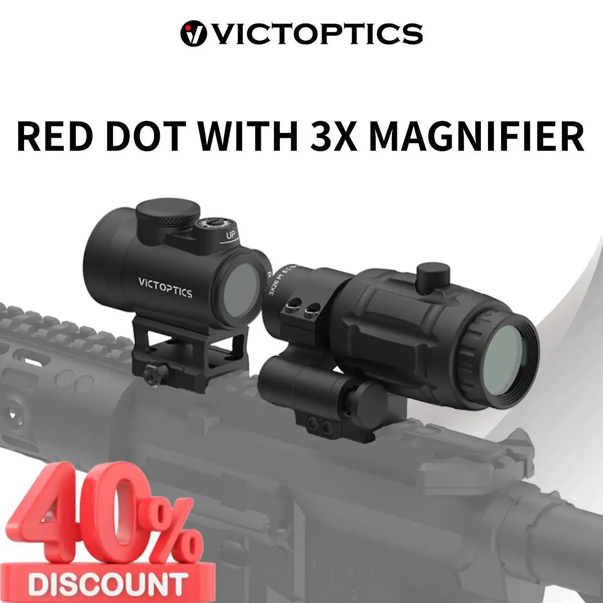Victoptics SRD mira de punto rojo con magnificador y montura abatible - imagen 3