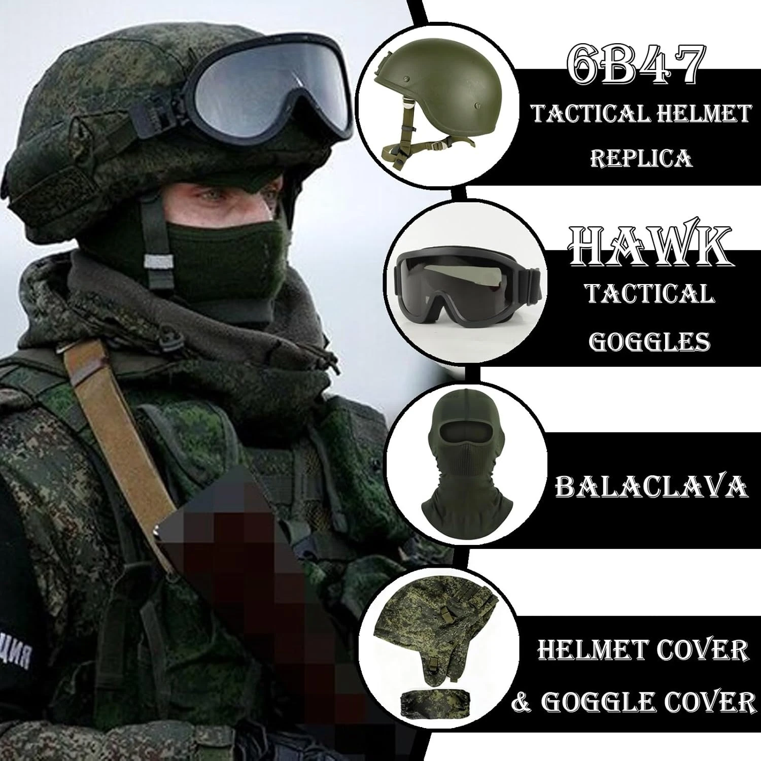 Uniforme táctico EMR ruso con casco FAST Bump para airsoft y paintball - imagen 3