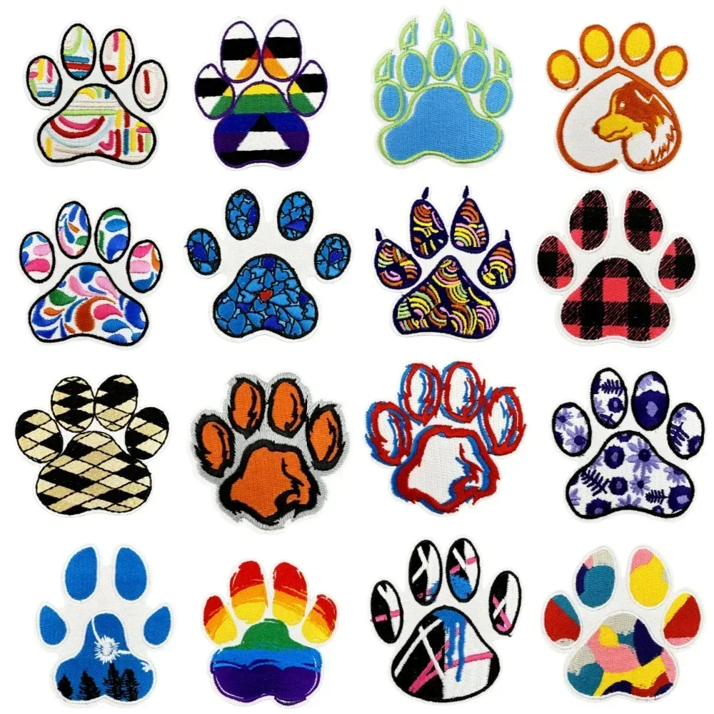 Parche bordado para planchar pata de perro garra de oso colorida - imagen 4