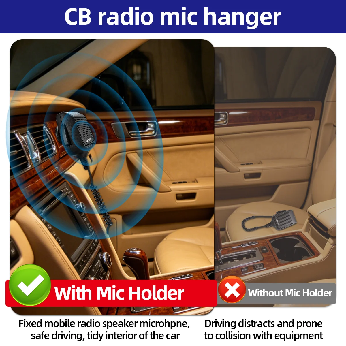 Soporte adhesivo micrófono ABBREE para radio móvil AR‑218 AR‑318 AR‑8118 - imagen 2