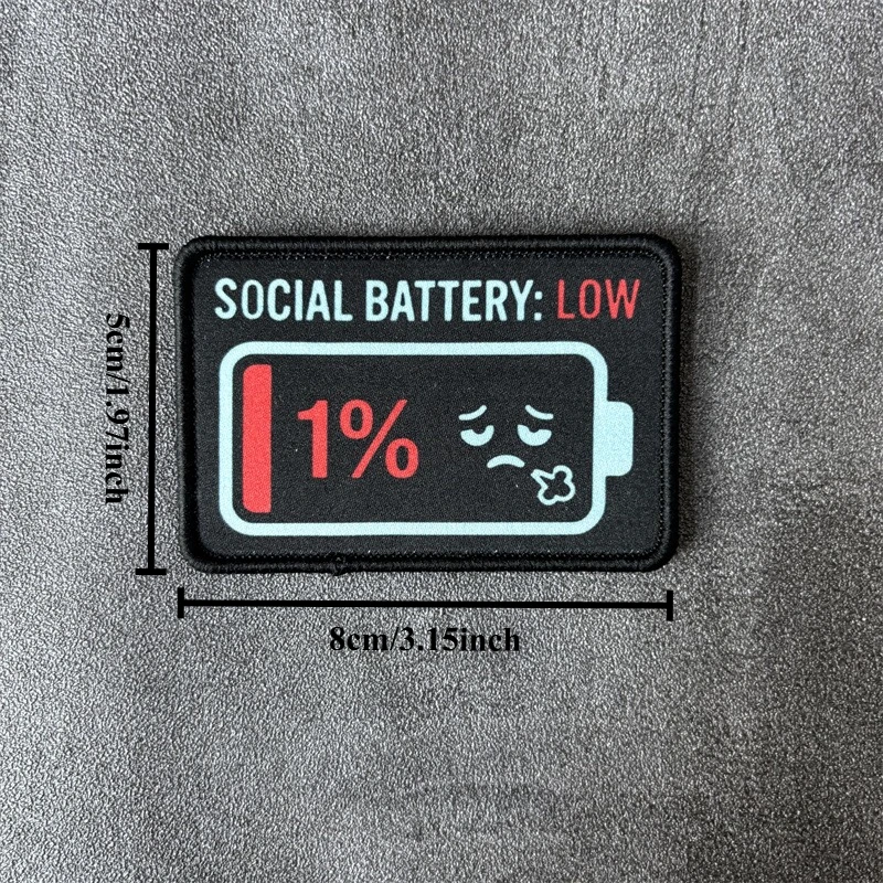 Parche táctico velcro Social Battery: Low – para mochila - imagen 4