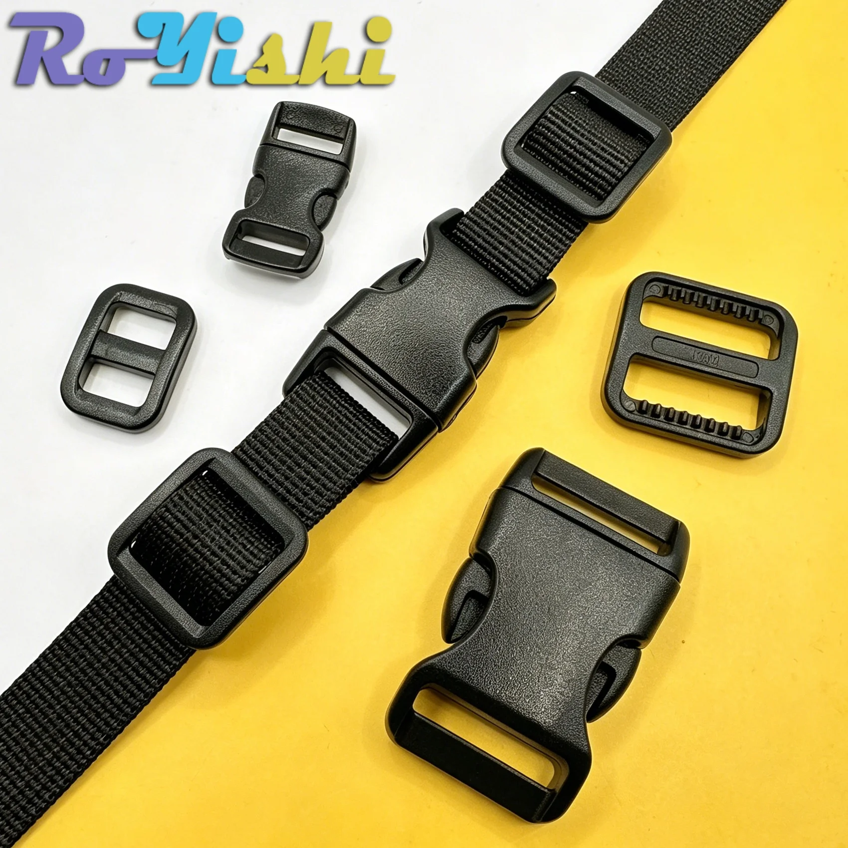 RoYish hebilla liberación lateral plástico Tri-Glide deslizador negro - imagen 5