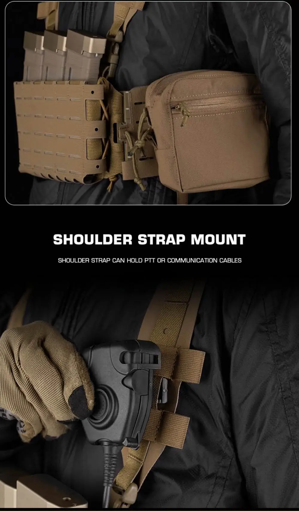 Kit completo desplegado con panel MOLLE y hebillas