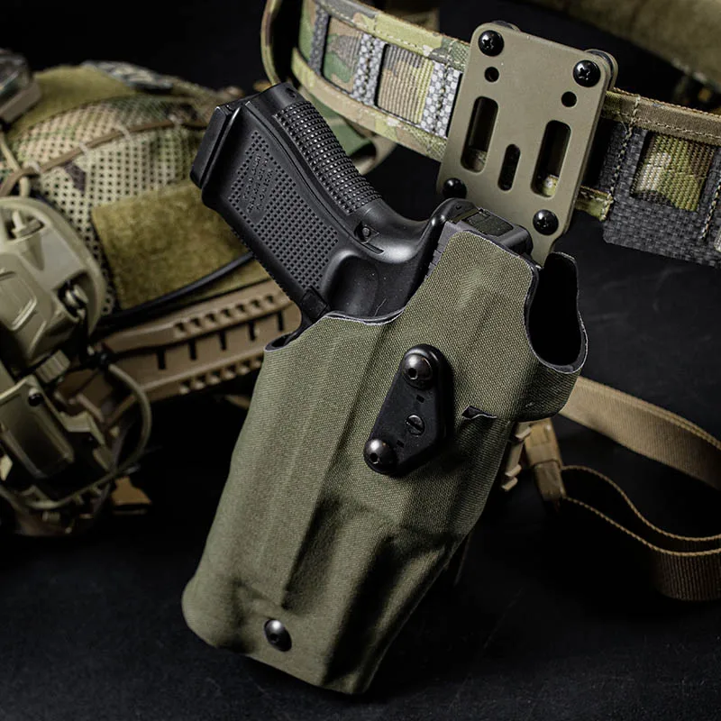 Funda de pistola táctica Glock G17 con soporte de liberación rápida MOLLE ambidiestra