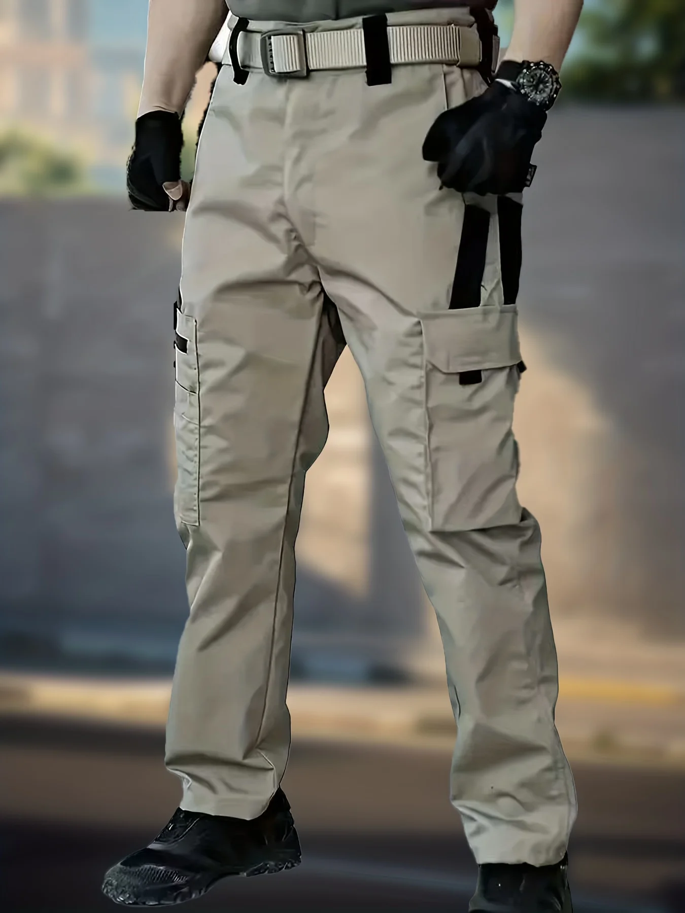 Pantalones tácticos multibolsillos con cierre para hombre - imagen 2