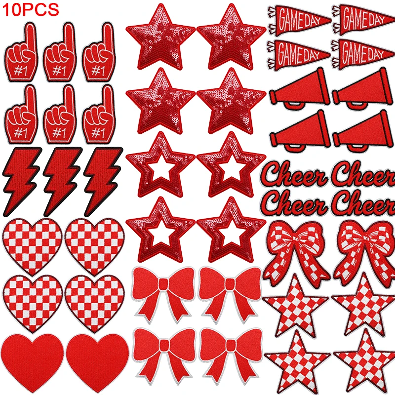 Parche táctico termoadhesivo bordado estrella corazón lazo lentejuelas - imagen 4