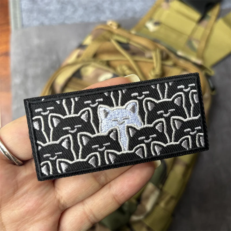 Parche táctico bordado gato negro gancho y bucle para ropa, mochila - imagen 3