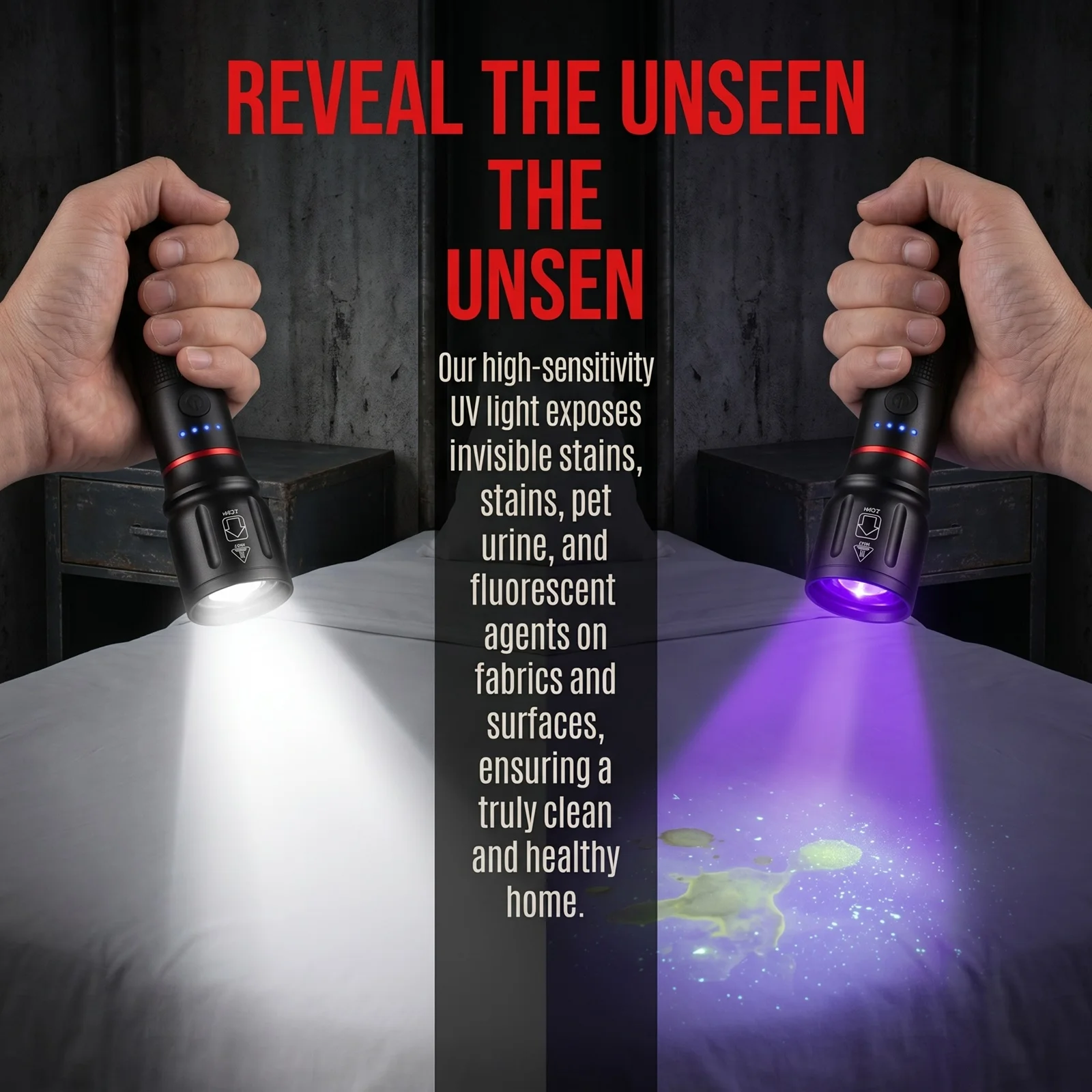 Alonefire Zoom Linterna UV LED recargable con modo flash - imagen 2