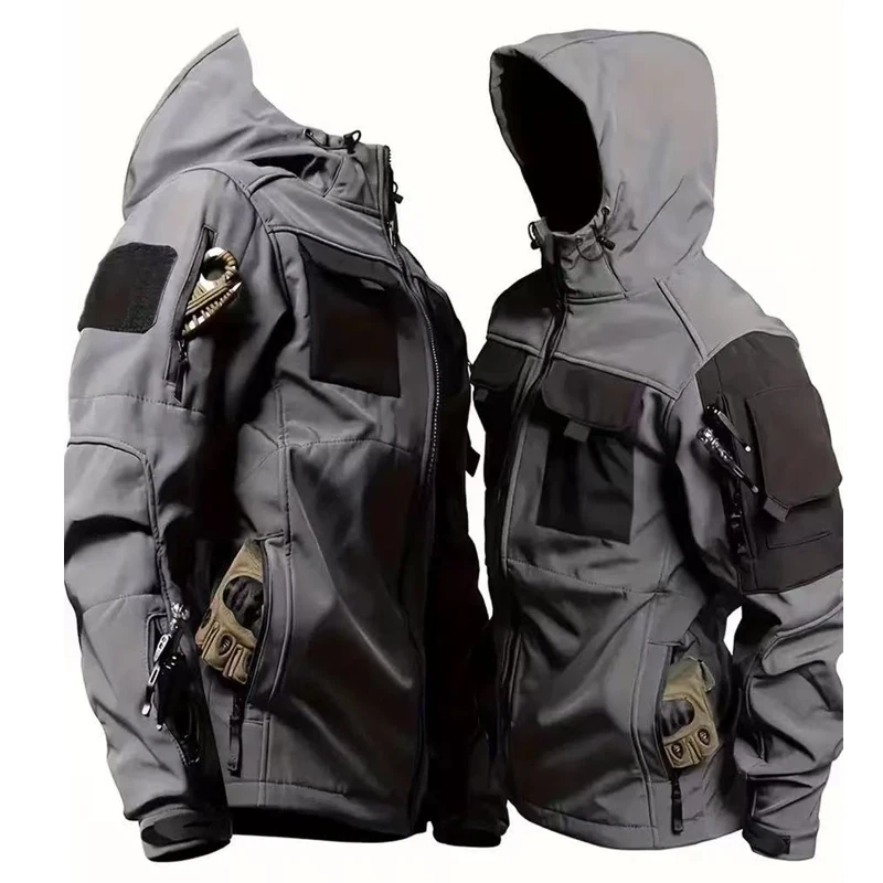 Chaqueta SoftShell impermeable con capucha para hombre – Táctica outdoor - imagen 5