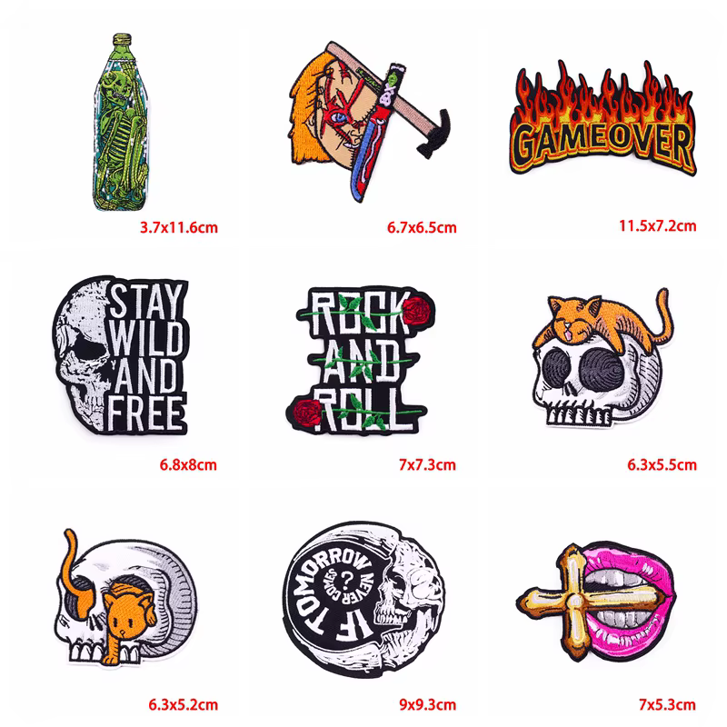 Parches termoadhesivos punk llama calavera para chaquetas mezclilla - imagen 5