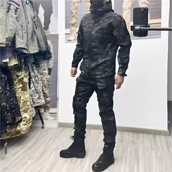 Conjunto táctico de camuflaje impermeable de invierno con capucha
