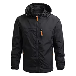 Chaqueta táctica con capucha hombre, gran abrigo multi-bolsillos