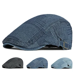 Gorra táctica de mezclilla lavada estilo Gatsby con visera retro
