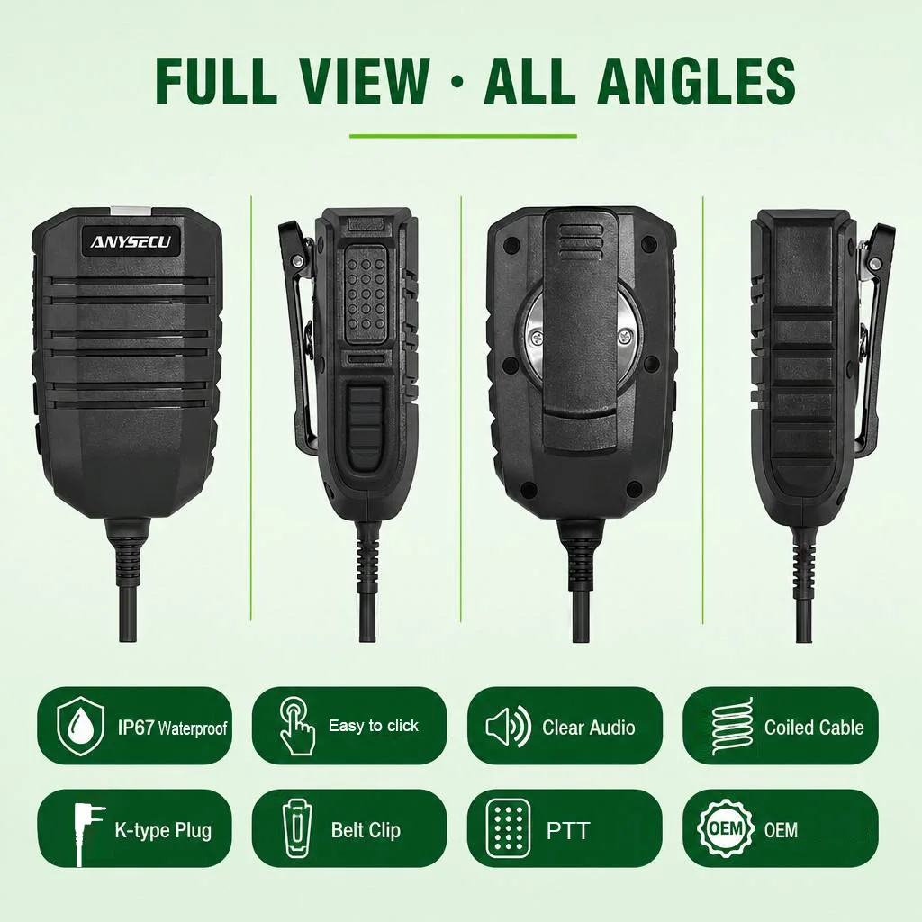 ANYSECU AC-S01 Micrófono de hombro PTT impermeable IP67 para radio - imagen 3