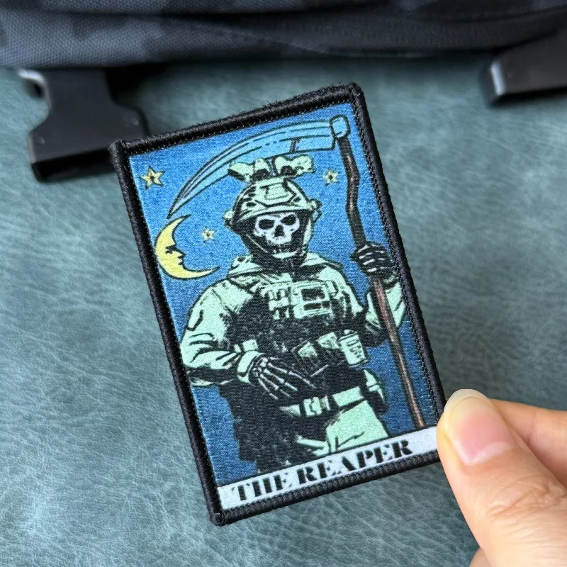 Ceñador parche táctico velcro con guadaña y tarot para mochila - imagen 4