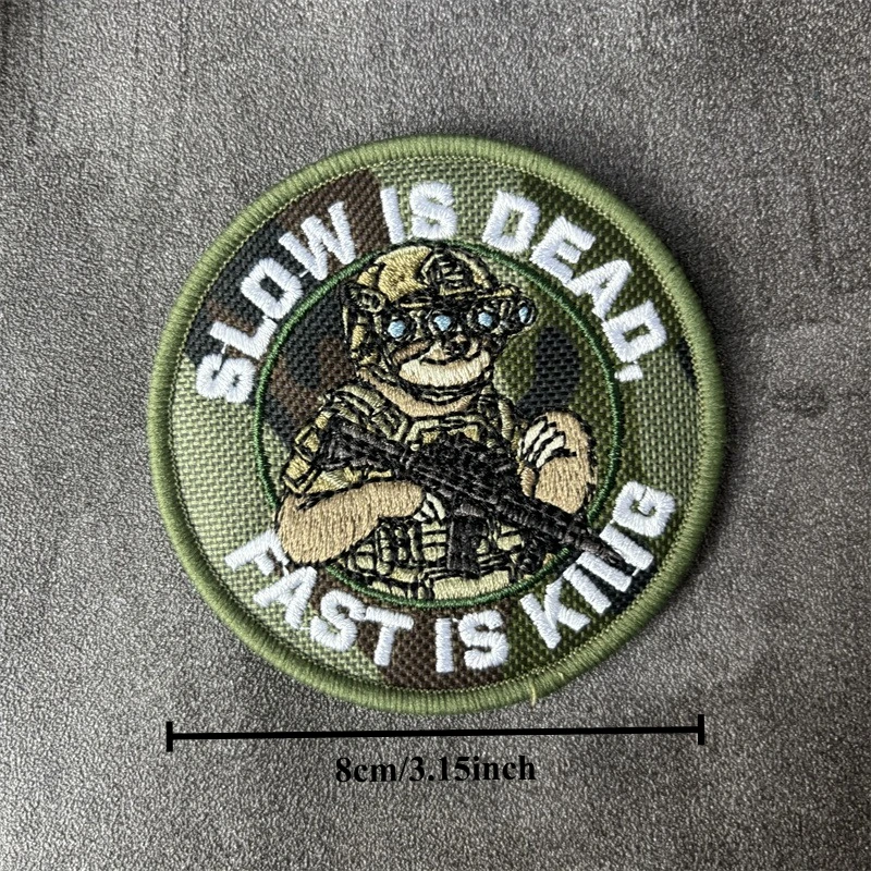 Parche táctico bordado frase SLOW IS DEAD FAST IS KING velcro - imagen 3