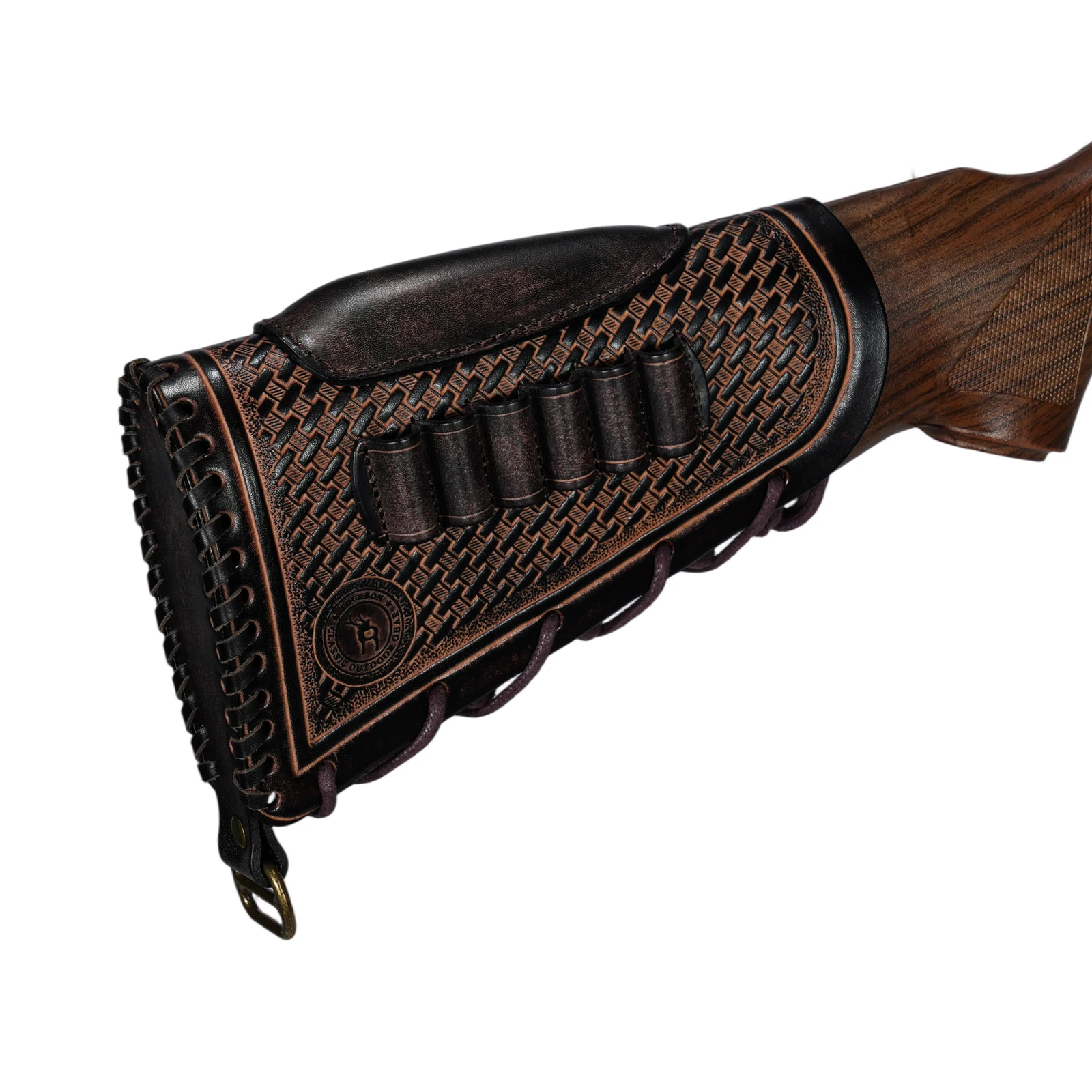 Tourbon Funda de cuero para culata de rifle con portacartuchos - imagen 2