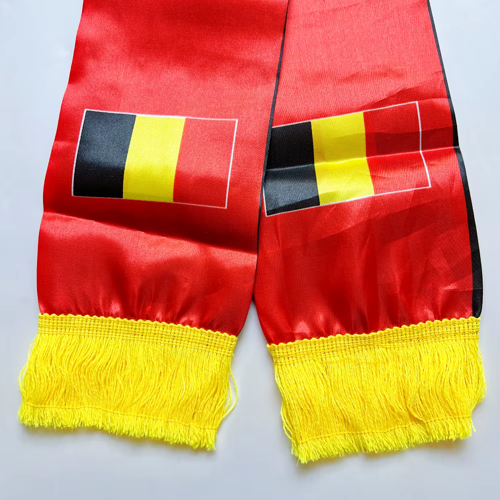Bufanda de satén bandera Bélgica fútbol a doble cara - imagen 2