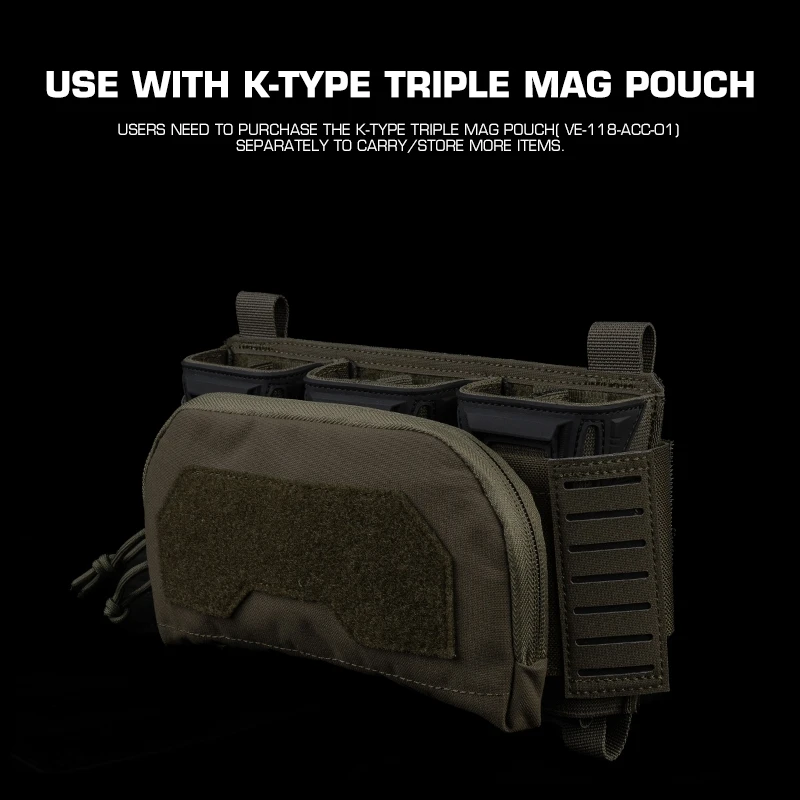 Portaplacas táctico Tipo K MOLLE con bolsa frontal organizadora - imagen 2