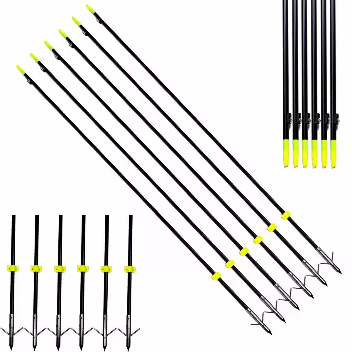 Flechas fibra vidrio con punta acero y deslizador amarillo ballesta - imagen 2