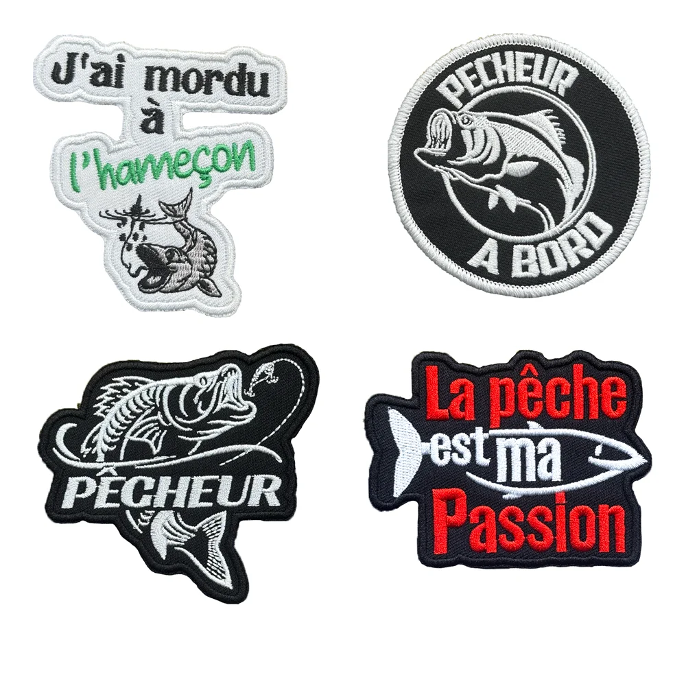 Parche bordado punk biker con gancho para pesca y mochila táctica - imagen 2