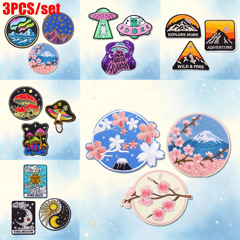 Parches termoadhesivos bordados flores cerezo Monte Fuji – DIY - imagen 4