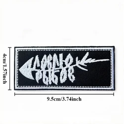 Parche táctico bordado espina de pescado con velcro blanco-negro