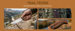 Cuchillo de hoja fija para exterior con funda portátil, camping