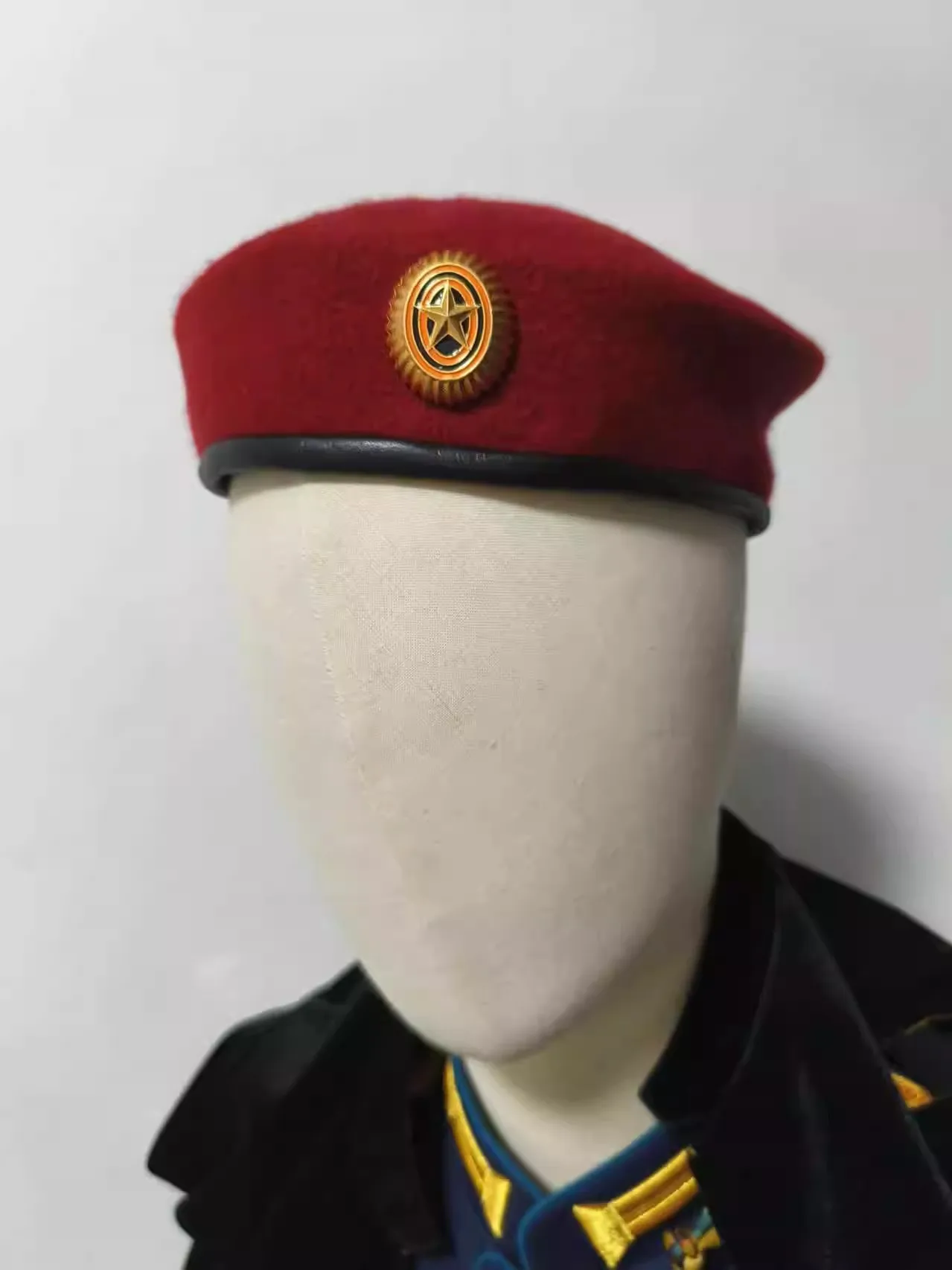 Boina militar aerotransportada azul cielo roja oscura original