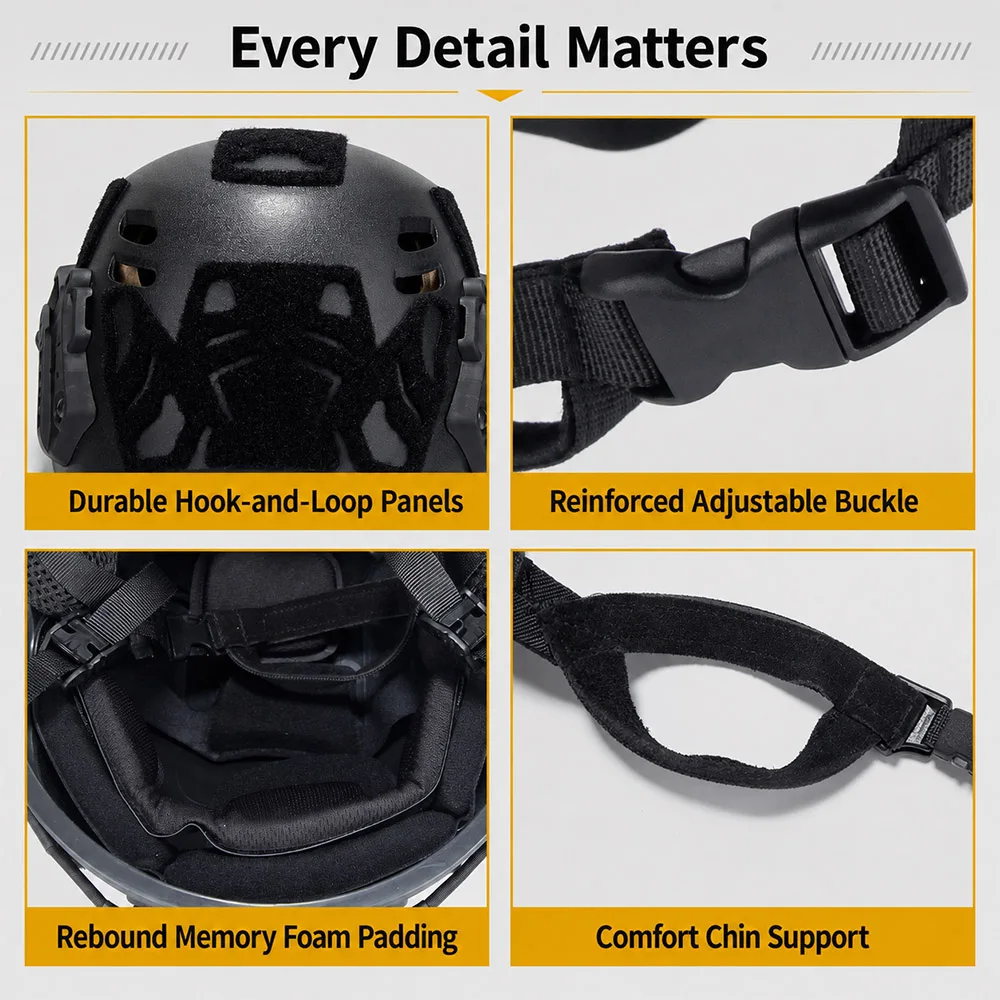 Casco táctico para airsoft con soporte NVG, auriculares y luz señalizadora - imagen 2