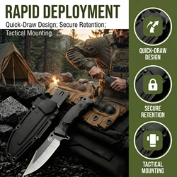 Cuchillo fijo táctico con funda – resistente para al aire libre