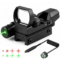 Mira punto rojo y verde táctica con interruptor, retícula regulable