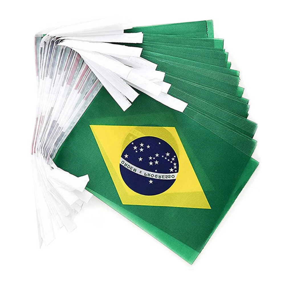 Banderines Brasil cuadrados cuerda poliéster – decoración navideña - imagen 3