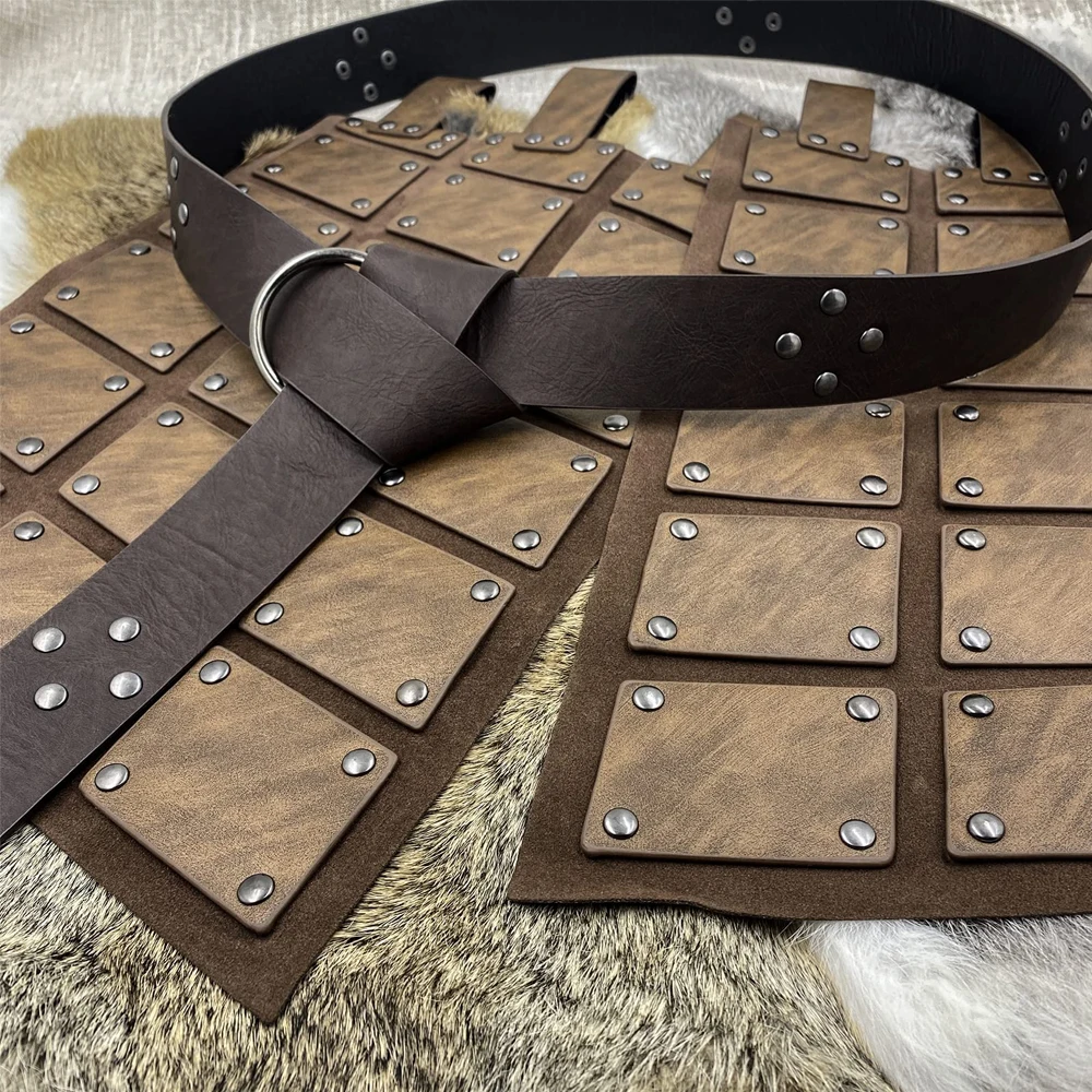 Armadura medieval piel sintética muslo y cintura LARP Viking - imagen 5
