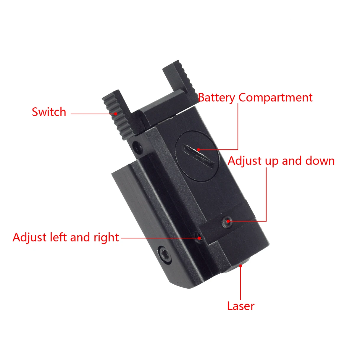 Puntero y mira láser táctico punto verde/rojo recargable USB