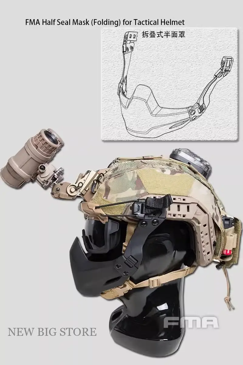 FMA Máscara táctica de medio sello plegable para casco - imagen 5