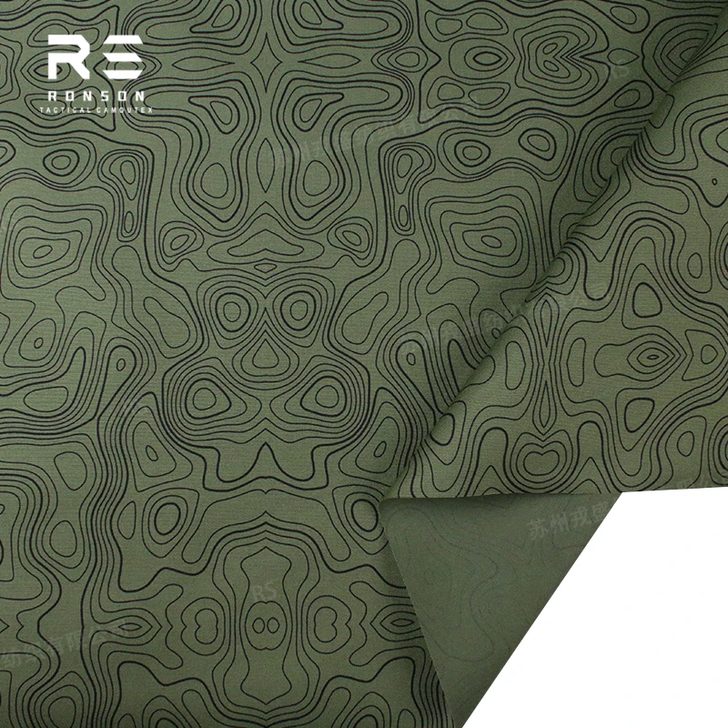 Nylon Oxford 500D tela táctica topografía camuflaje negro y verde - imagen 2