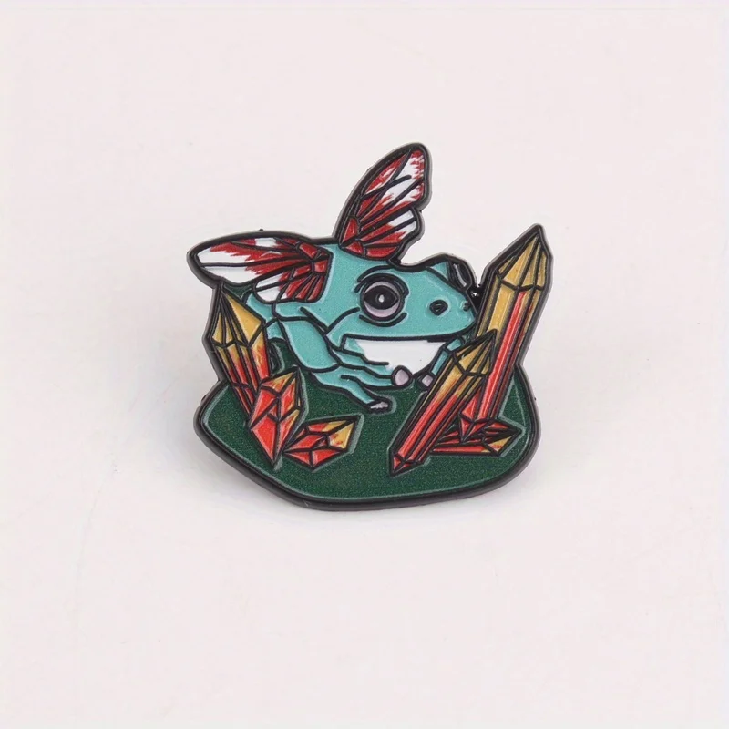 Pin táctico fantasía rana azul alas carmesí con lluvia de brillo - imagen 2