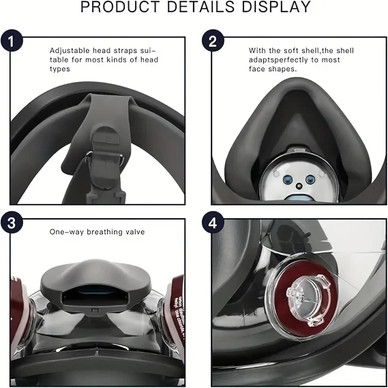 Máscara facial completa SJL 27 en 1 – Protección contra gases y pintura - imagen 3