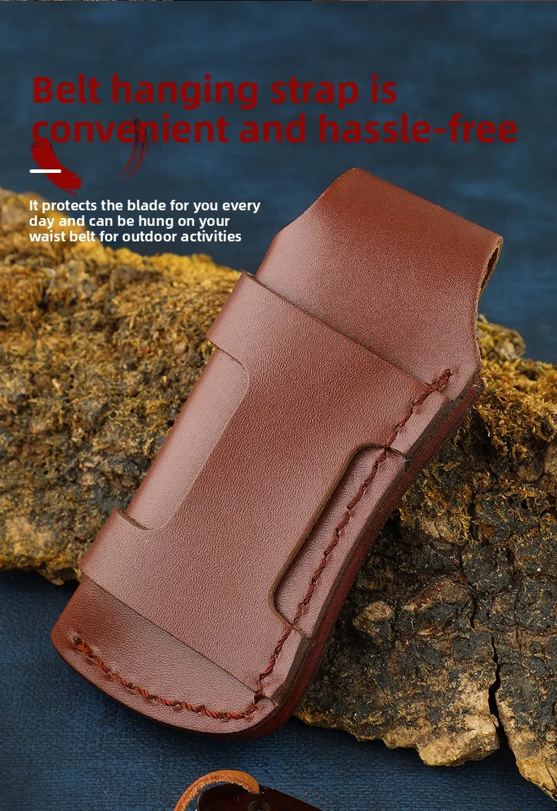 Detalle del cuero y la forma del estuche