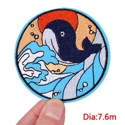 Parche moral bordado Van Gogh Gran Ola ballena termoadhesivo