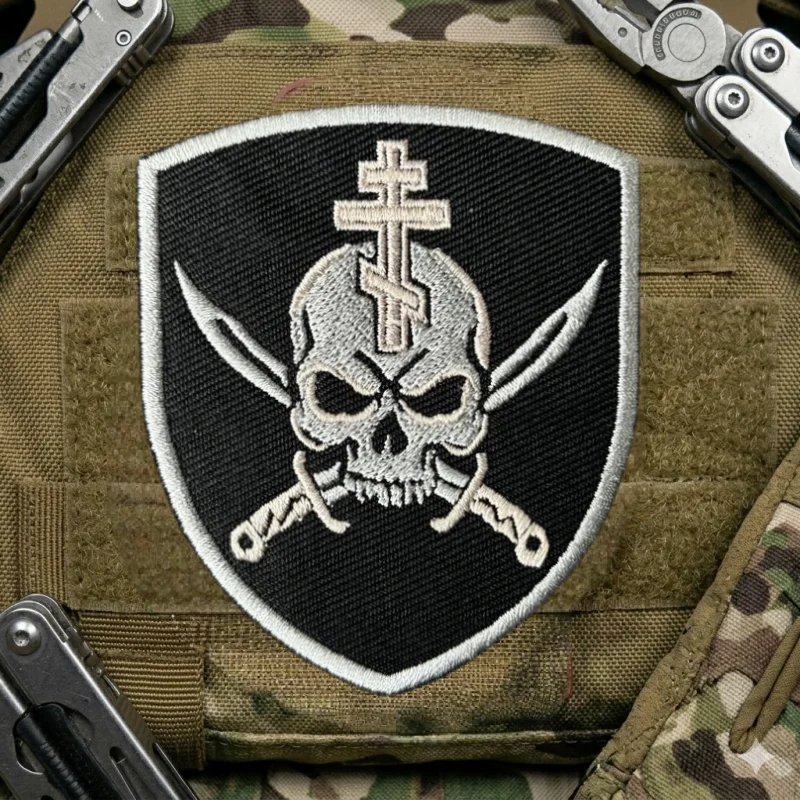 Parche táctico bordado calavera para chaleco MOLLE con velcro - imagen 4