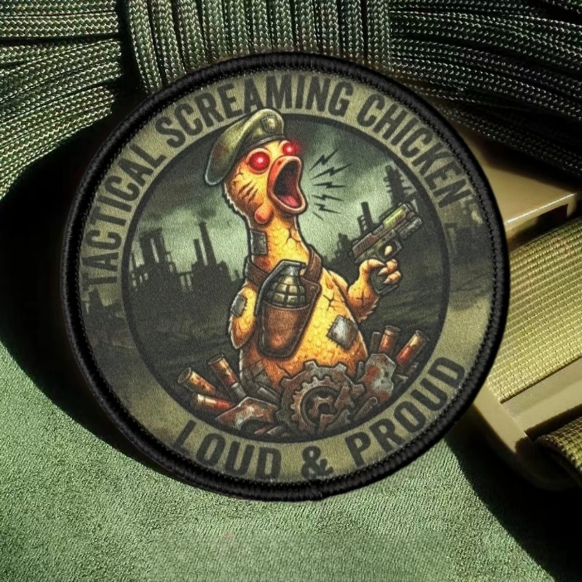 Parche táctico gallina escandalosa con velcro para mochila y ropa - imagen 2